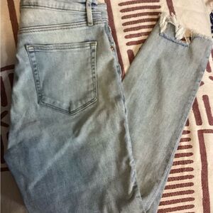 LOFT Distressed Light Blue Ankle Jeans 10